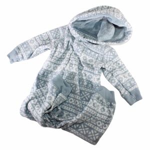 CARTERS Fleece One Piece Blue Grey Fair-isle Hood